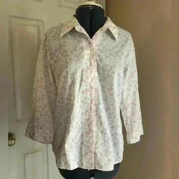 St John’s bay pink white cottagecore button down medium - Picture 1 of 5